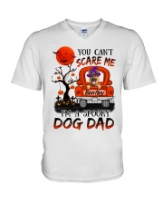 Personalized German Shepherd You Can't Scare Me I'm A Spooky Dog Dad V-Neck T-Shirt tile