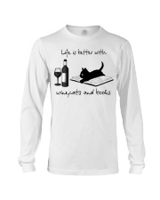 LIFE IS BETTER WITH WINE CATS AND BOOKS Long Sleeve Tee tile