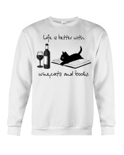 LIFE IS BETTER WITH WINE CATS AND BOOKS Crewneck Sweatshirt tile