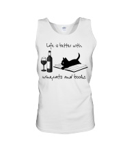 LIFE IS BETTER WITH WINE CATS AND BOOKS Unisex Tank tile