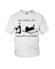 LIFE IS BETTER WITH WINE CATS AND BOOKS Youth T-Shirt tile