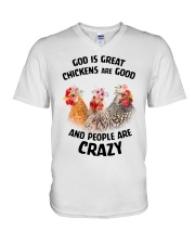 Chicken God Is Great Chickens Are Good V-Neck T-Shirt tile