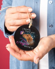 Dachshund I Believe There Are Angles Circle ornament - single (porcelain) aos-circle-ornament-single-porcelain-lifestyles-01
