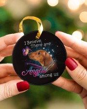 Dachshund I Believe There Are Angles Circle ornament - single (porcelain) aos-circle-ornament-single-porcelain-lifestyles-08