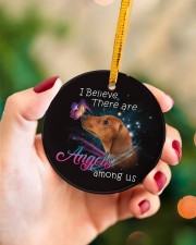 Dachshund I Believe There Are Angles Circle ornament - single (porcelain) aos-circle-ornament-single-porcelain-lifestyles-09