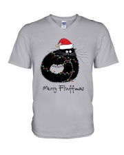 Merry Fluffmas Fluffy Cute Cat V-Neck T-Shirt tile