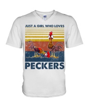 Chicken Just A Girl V-Neck T-Shirt tile