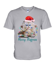 CAT MERRY FLUFFYMAS LOVELY SURPRISE CAT V-Neck T-Shirt tile