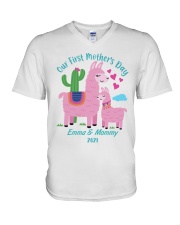 Mother Our First Mother's Day 2021 Llama V-Neck T-Shirt tile