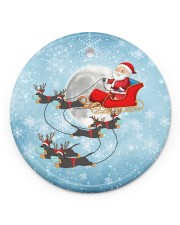 Dachshund Santa Clause Circle ornament - single (porcelain) front