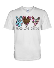 Chicken Peace Love V-Neck T-Shirt tile