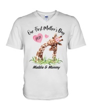 Mother Our First Mother's Day 2021 Giraffe V-Neck T-Shirt tile