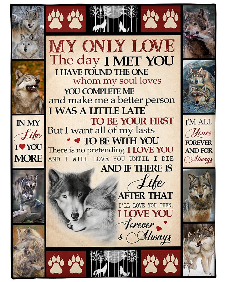Wolf Funny Blanket My Only Love Graphic Design Large Fleece Blanket - 60" x 80"