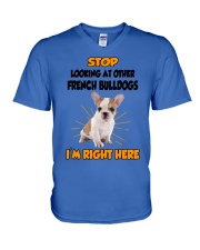 French Bulldogs I'm Here V-Neck T-Shirt thumbnail