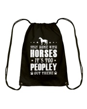 Stay Home With Horses Drawstring Bag thumbnail