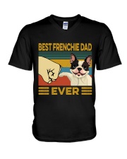 Best Frenchie Dad Vintage V-Neck T-Shirt tile