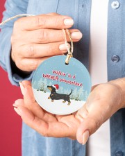 Dachshund Walking In A Wiener Wonderland Circle ornament - single (porcelain) aos-circle-ornament-single-porcelain-lifestyles-01