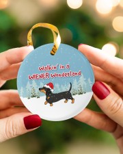 Dachshund Walking In A Wiener Wonderland Circle ornament - single (porcelain) aos-circle-ornament-single-porcelain-lifestyles-08