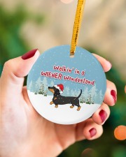 Dachshund Walking In A Wiener Wonderland Circle ornament - single (porcelain) aos-circle-ornament-single-porcelain-lifestyles-09