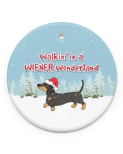 Dachshund Walking In A Wiener Wonderland Circle ornament - single (porcelain) front