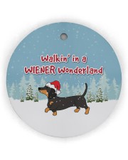 Dachshund Walking In A Wiener Wonderland Circle ornament - single (wood) thumbnail