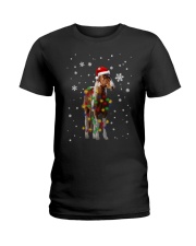 Horse Christmas Light Santa Hat Merry Xmas Ladies T-Shirt tile