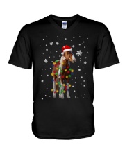 Horse Christmas Light Santa Hat Merry Xmas V-Neck T-Shirt tile