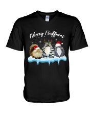 CAT MERRY FLUFFMAS V-Neck T-Shirt tile