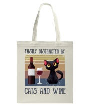 Easily Distracted By Cats And Wine Tote Bag tile