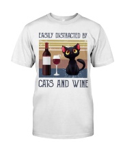 Easily Distracted By Cats And Wine Classic T-Shirt front