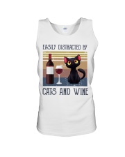 Easily Distracted By Cats And Wine Unisex Tank tile