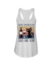Easily Distracted By Cats And Wine Ladies Flowy Tank tile