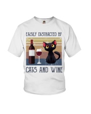 Easily Distracted By Cats And Wine Youth T-Shirt tile