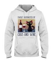 Easily Distracted By Cats And Wine Hooded Sweatshirt tile
