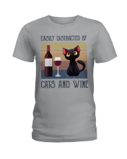 Easily Distracted By Cats And Wine Ladies T-Shirt tile