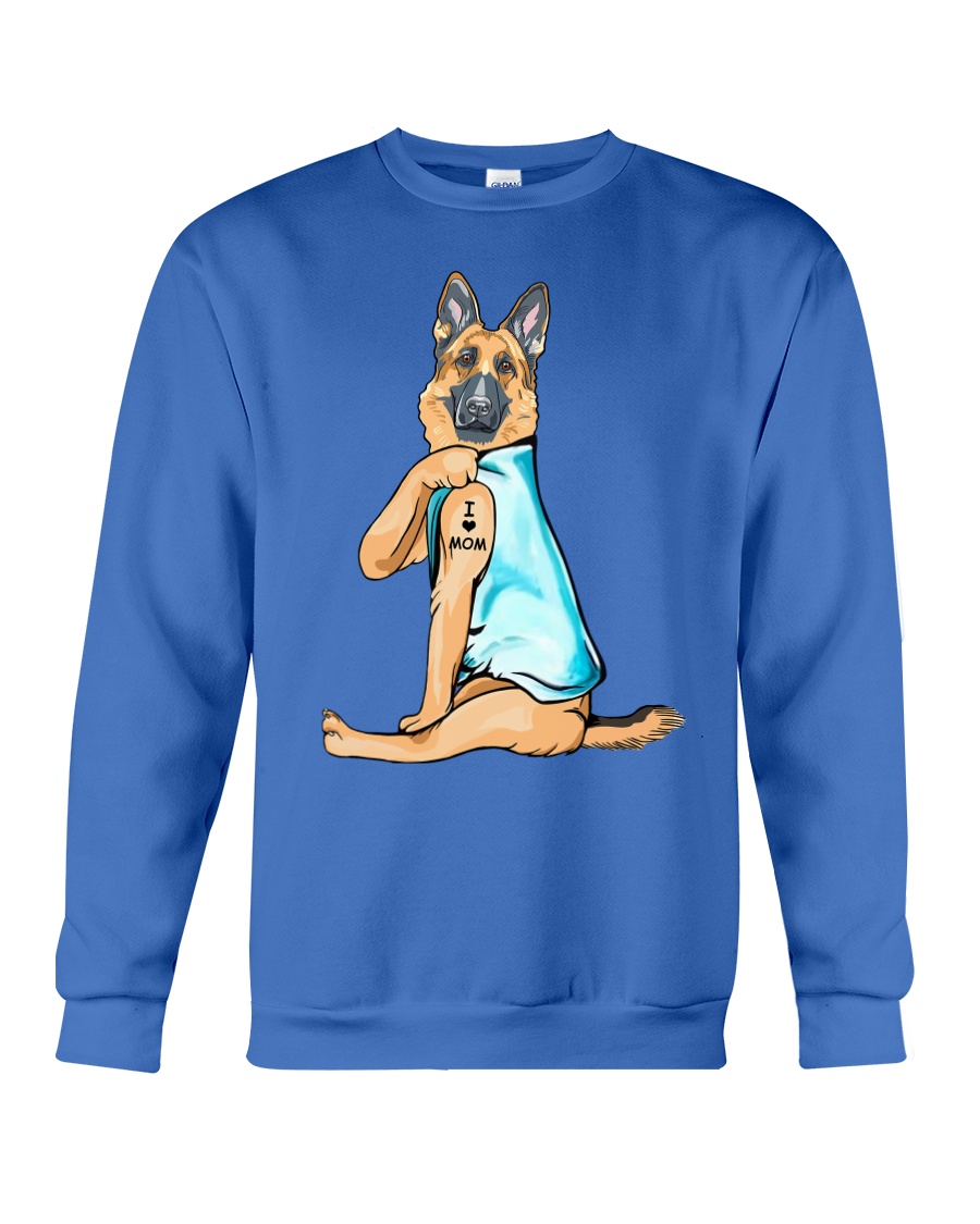 German Shepherd I Love Mom Tattoo Crewneck Sweatshirt