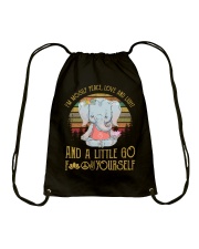 Elephant I'm Mosily Peace Love And Light Drawstring Bag tile