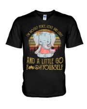 Elephant I'm Mosily Peace Love And Light V-Neck T-Shirt tile