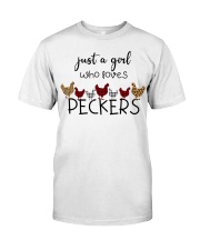 JUST A GIRL WHO LOVES PECKERS Classic T-Shirt front