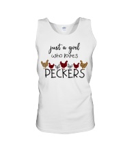 JUST A GIRL WHO LOVES PECKERS Unisex Tank tile