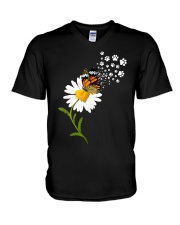 Dog Daisy Butterfly V-Neck T-Shirt thumbnail