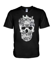 French Bulldog Skull V-Neck T-Shirt thumbnail