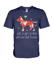 A Girl Love Bull Terrier V-Neck T-Shirt thumbnail