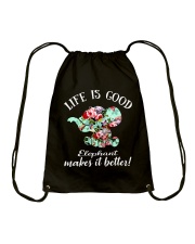 Life Is Good Elephant Makes It Better Drawstring Bag thumbnail