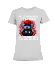 Black cat diving hello darkness mttn-nth Premium Fit Ladies Tee tile