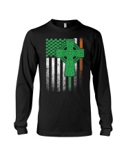 Irish American Flag Ireland Flag ST PATRICKS DAY Gift Cross T-Shirt Long Sleeve Tee tile