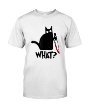 Cat What Funny Black Cat Shirt, Murderous Cat With Knife T-Shirt Classic T-Shirt front