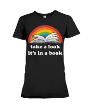 take a look it's in a book reading vintage retro rainbow T-Shirt Premium Fit Ladies Tee tile