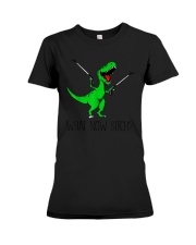 T-Rex Dinosaur What Now Bitch Funny Tyrannosaurus Rex T-Shirt Premium Fit Ladies Tee tile