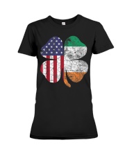 Irish American Flag Ireland Flag ST PATRICKS DAY Gift Lucky T-Shirt Premium Fit Ladies Tee tile